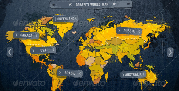 Grunge painted world map